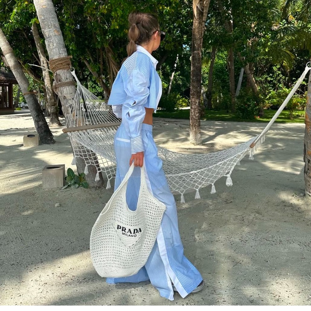 Zara pants and shirt blue white strips